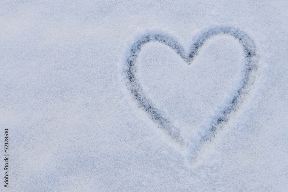 Heart shape on snow Heart shape on snow