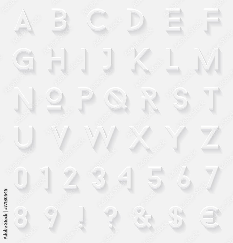 White 3d letters set