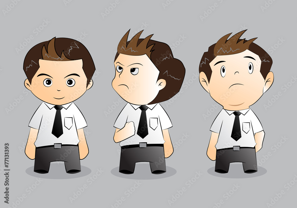 set of funny cartoon office worker in various poses