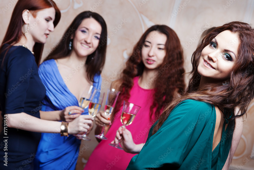 Portrait of cheerful girl with champagne Portrait of cheerful girl with champagne
