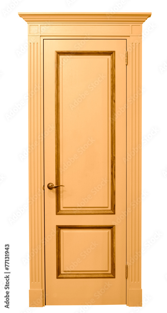 Entrance wooden door on a white background. Entrance wooden door on a white background.