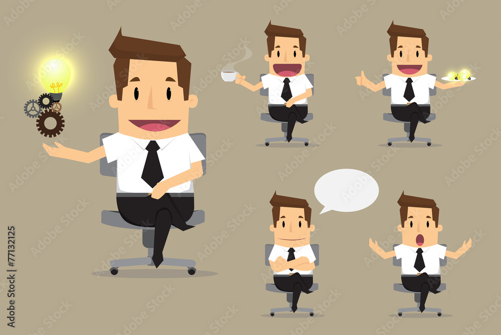 set of cute characters businessman and office worker poses in va set of cute characters businessman and office worker poses in va