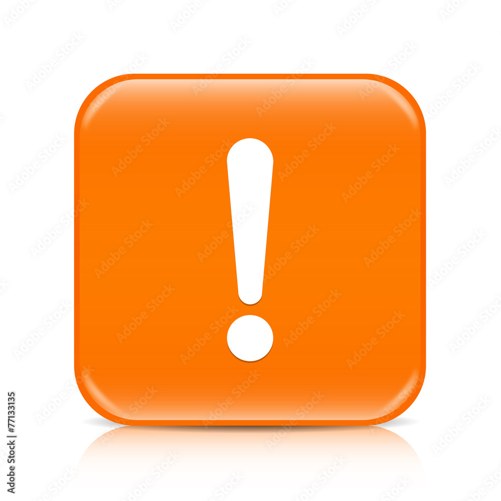 Orange exclamation sign button icon with reflection Orange exclamation sign button icon with reflection