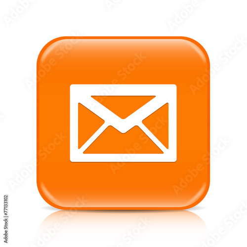Orange envelope button icon with reflection
