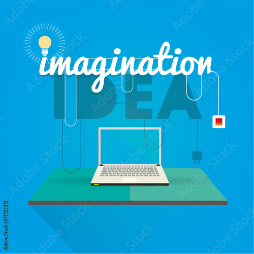 Computer, Idea, imagination vector bulb electric concept