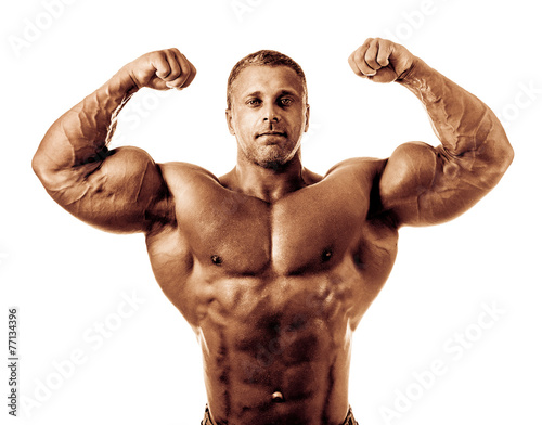 Bodybuilder posing photo