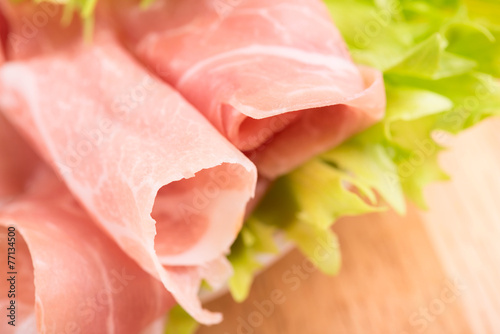 prosciutto crudo - selective focus