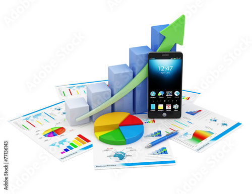 Business Financial Analytics Concept. Business Graph, Pie Chart
