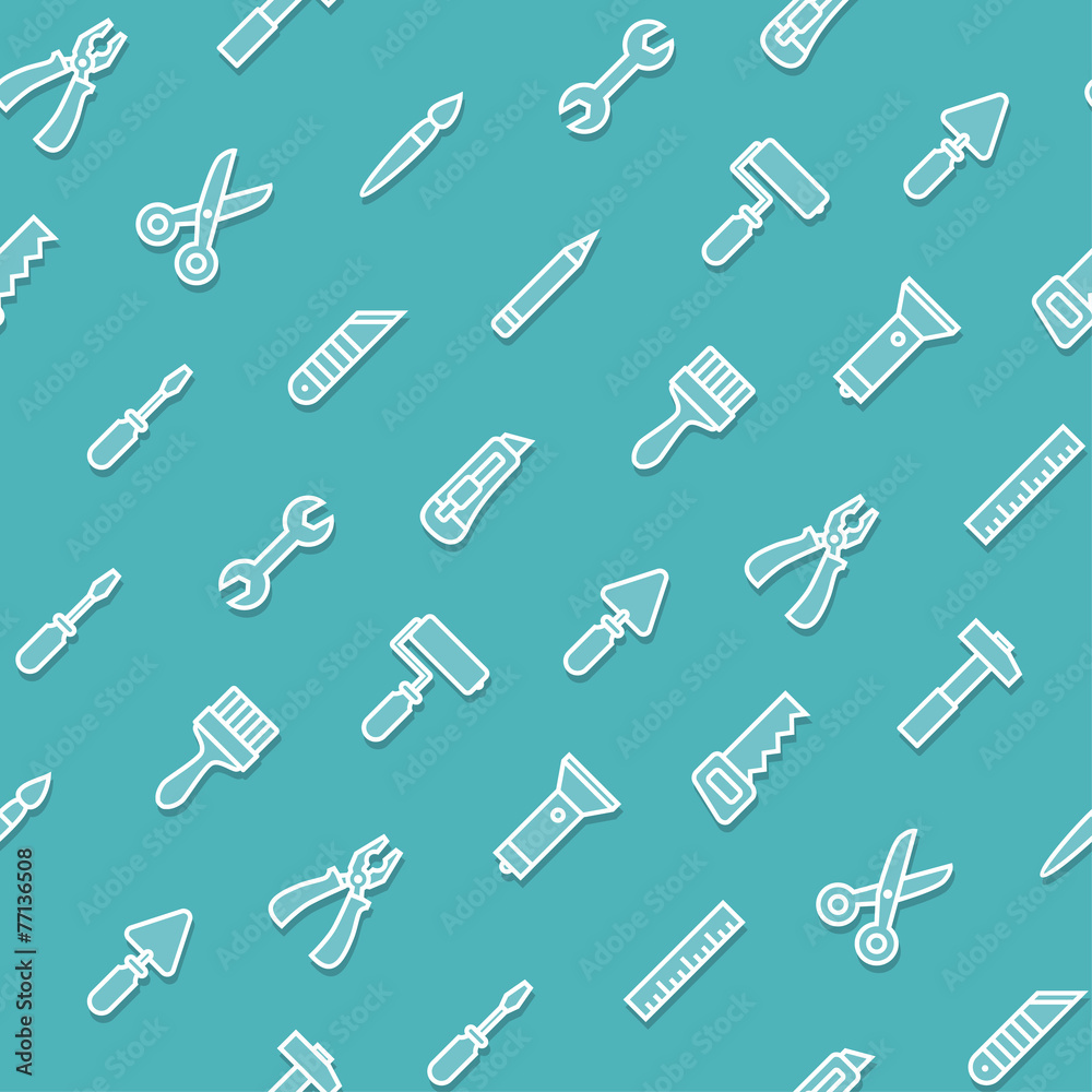 Blue flat renovation tools seamless pattern Blue flat renovation tools seamless pattern