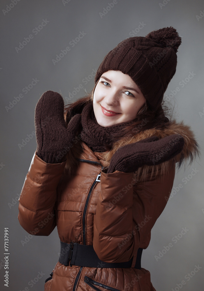 beautiful girl in winter clothes