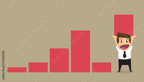 businessman lift increase bar chart