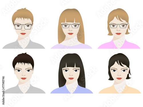 the girl's face in different variants