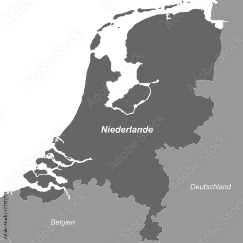 Niederlande in Graustufen (beschriftet)