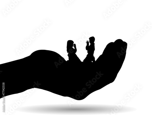Vector silhouette of a siblings.