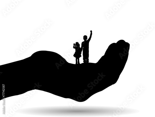 Vector silhouette of a siblings.