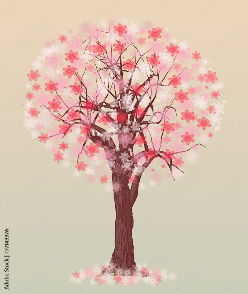 tree with spring color illustration
