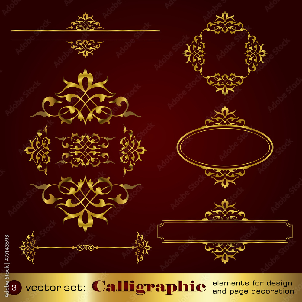 Calligraphic elements for design in gold - set 3 Calligraphic elements for design in gold - set 3