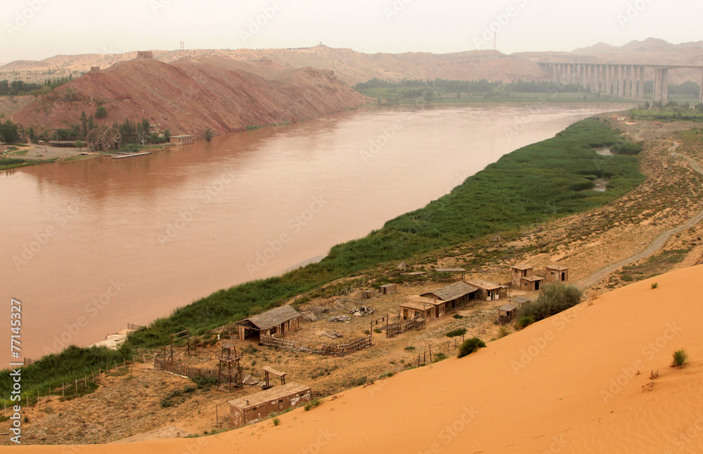 Yellow River (Huang He) in Shapotou, Ningxia, China