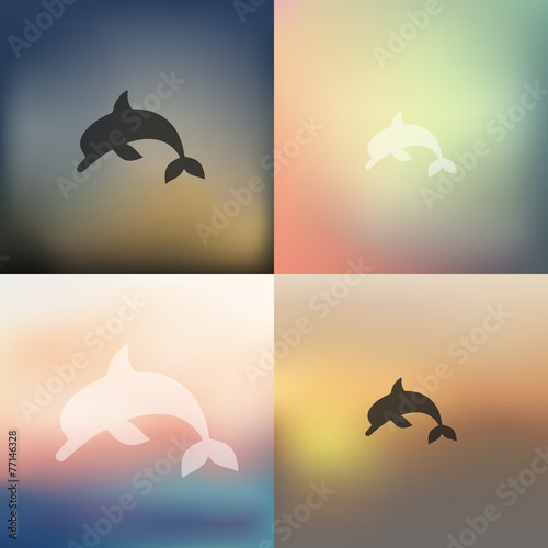 dolphin icon on blurred background