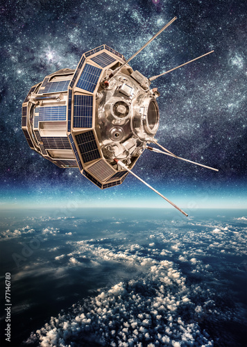 Space satellite over the planet earth