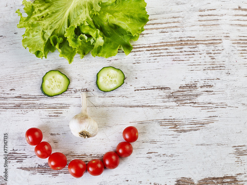 Smiley face made out of vegetables