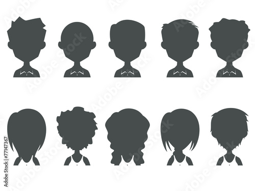 People avatar, man and woman silhouette