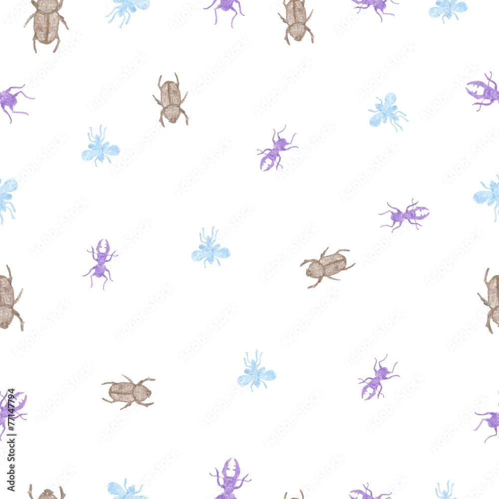 seamless pattern with pencil sketches beetles and insects seamless pattern with pencil sketches beetles and insects