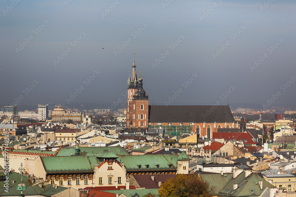 View of Krakow from a height of pile up