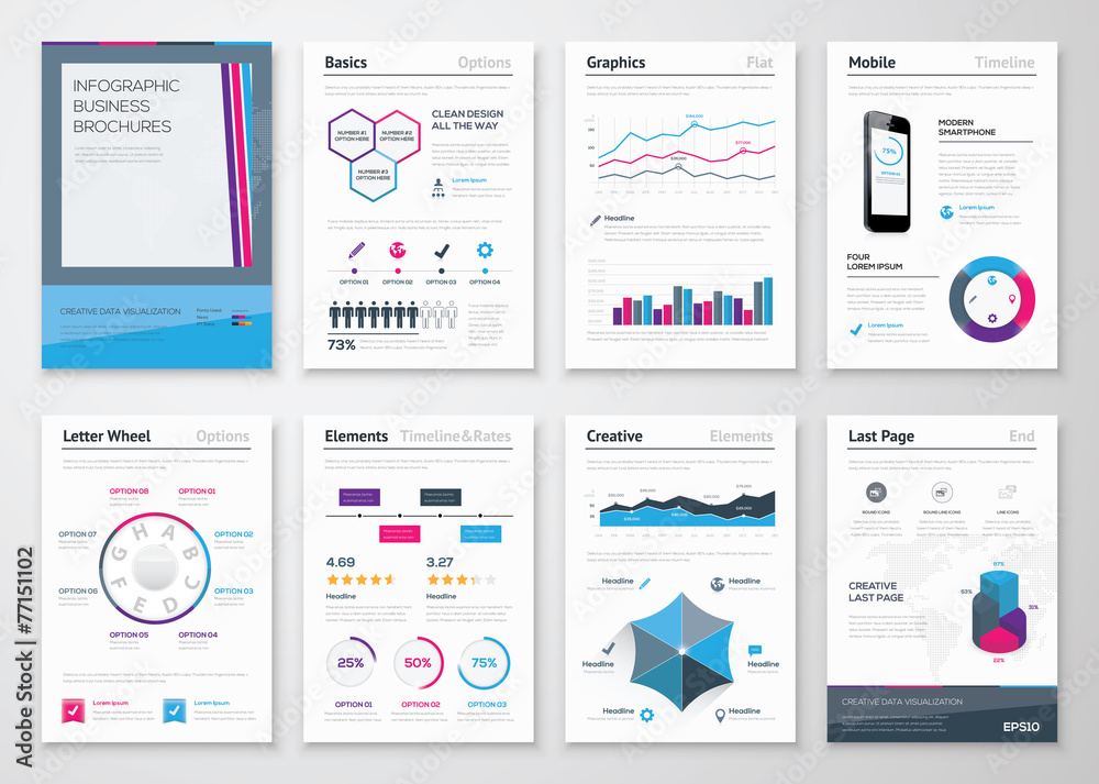 Infographics business brochures for corporate data visualization
