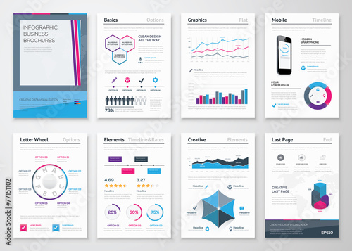 Infographics business brochures for corporate data visualization