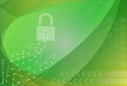 padlock icon holding by hand on the background technologies.