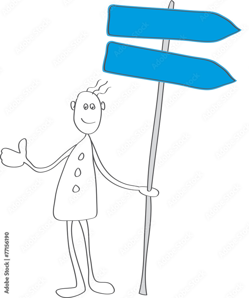 Mann mit Blankoschildern u. Daumen hoch, Vektor Mann mit Blankoschildern u. Daumen hoch, Vektor