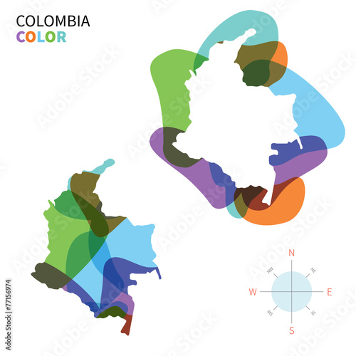 Abstract vector color map of Colombia