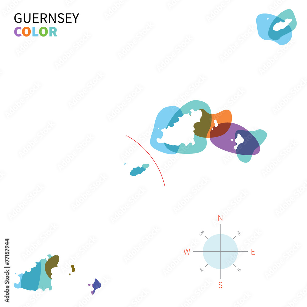 Abstract vector color map of Guernsey