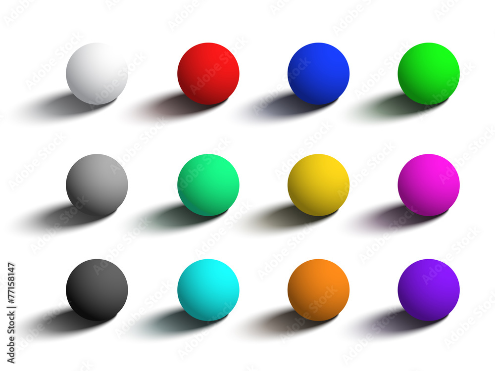 Set of isolated realistic 3D spheres in different colors. Set of isolated realistic 3D spheres in different colors.
