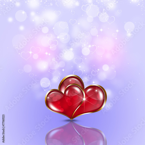 Two Hearts Bright Holiday Background