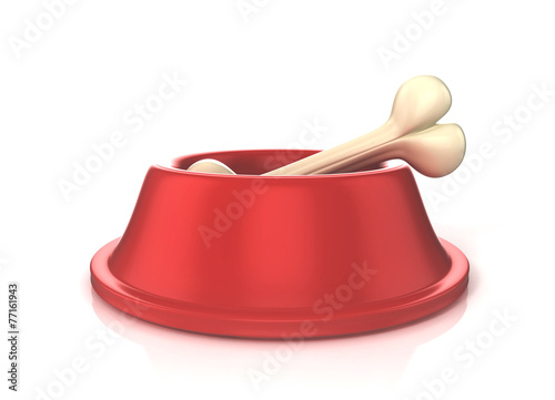 3d dog bowl with bone render