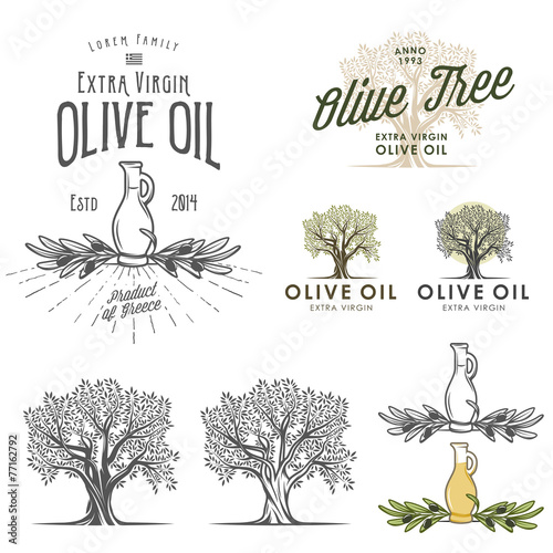 Olive oil labels and design elements
