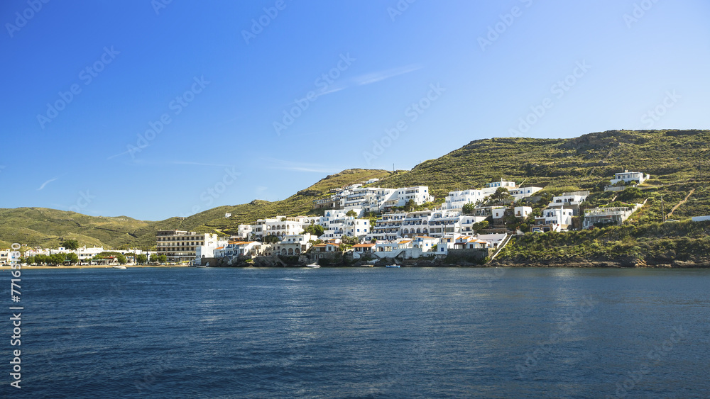 Panorama view of the Kythnos island in Greece.