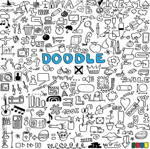 doodle big set of business, social, technology, school, icon