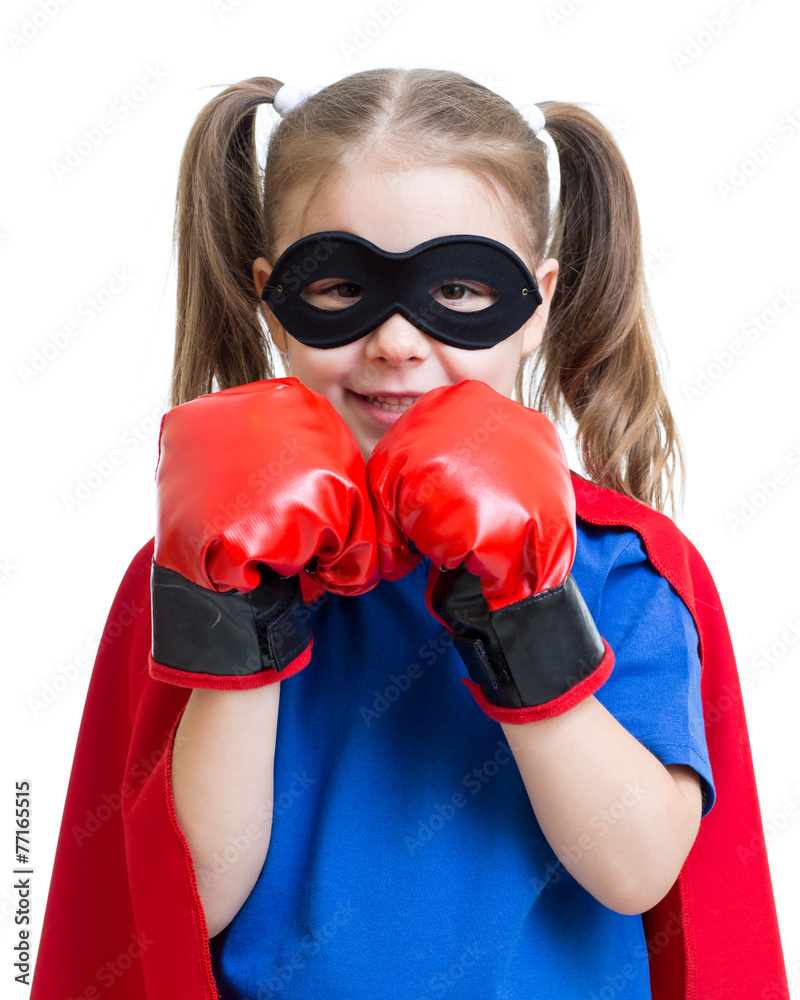 Superhero kid wearing boxing gloves Superhero kid wearing boxing gloves