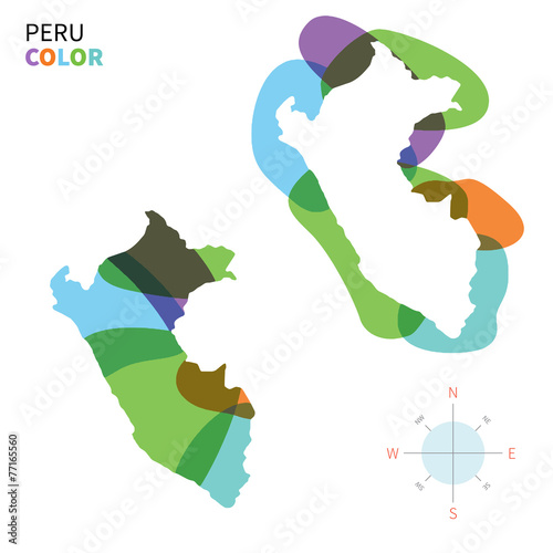 Abstract vector color map of Peru