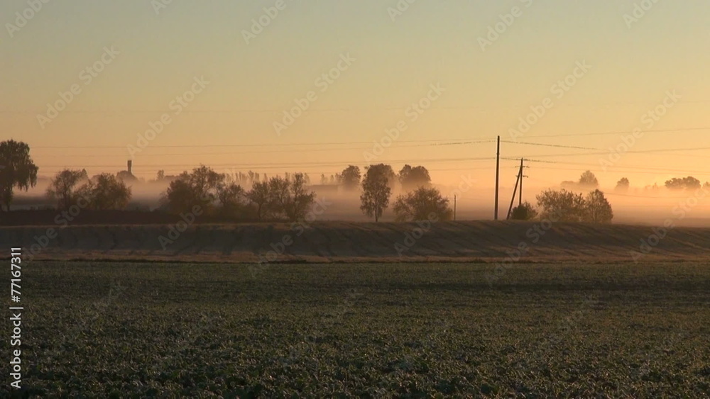 sunrise and summer end autumn time farmland fields sunrise and summer end autumn time farmland fields
