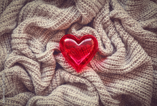 knitted wool  red heart  valentine