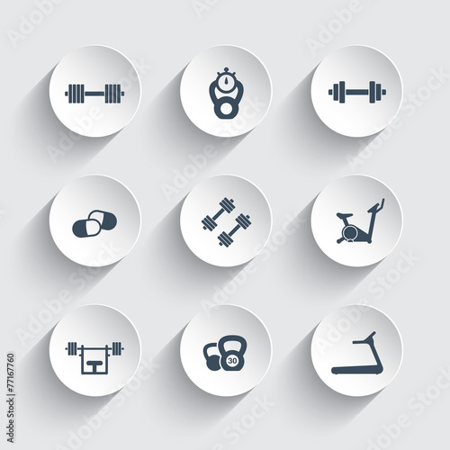 Gym trendy round icons vector illustration, eps10