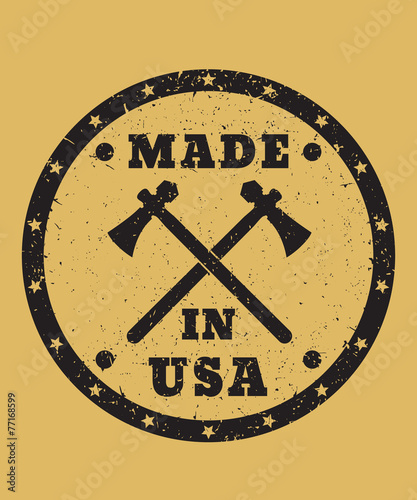 Made in USA grunge sign with tomahawks vector illustration