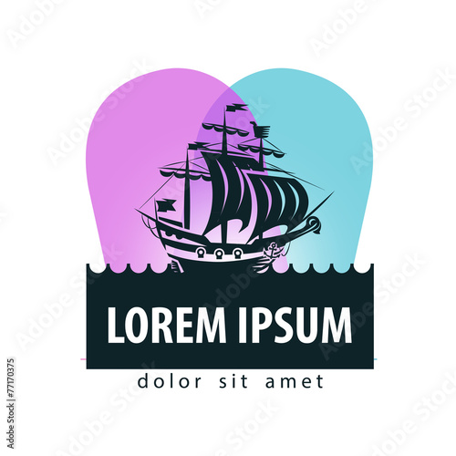 retro ship vector logo design template. frigate or cruise icon.
