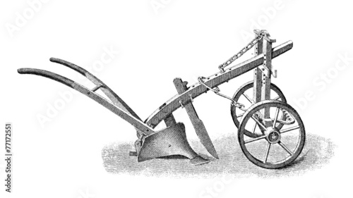 Fotografiet Victorian engraving of a plough