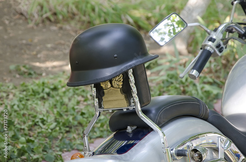 Protective helmet on a motorcycle