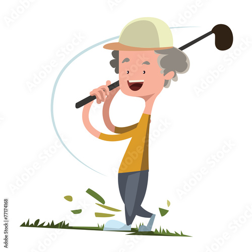 Man playing golf vector illustration cartoon character